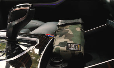 Image of the odor free camouflage flower pac in car middle compartment